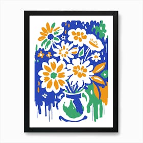 Colorful Flowers In A Vase Modern 2 Art Print