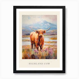 Colourful Impressionism Style Painting Of A Highland Cow Poster 2 Art Print