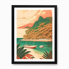 Malapascua Island Philippines Vintage Sketch Tropical Destination Art Print