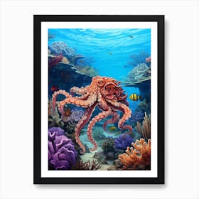 Octopus Searching For Prey Illustration 3 Art Print