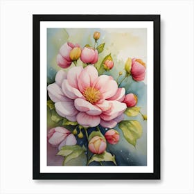 Watercolor Of Pink Flowers 1 Art Print