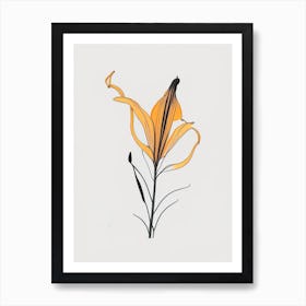 Tiger Lily Floral Minimal Line Drawing 1 Flower Art Print