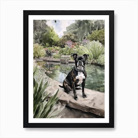 Painting Of A Dog In Brooklyn Botanic Garden, Usa In The Style Of Watercolour 01 Art Print