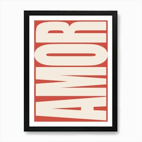 Amor - White & Red Art Print