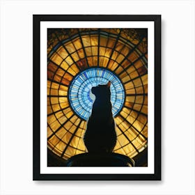 Cat In Front Of Stained Glass Window 4 Art Print