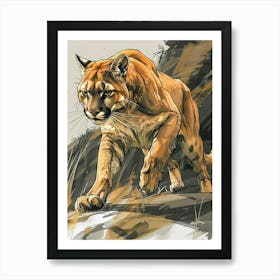 Cougar Precisionist Illustration 4 Art Print