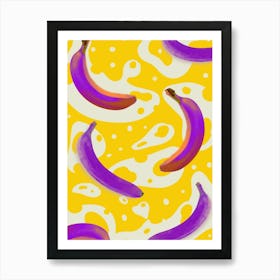 Bananas yellow and purple background  Art Print