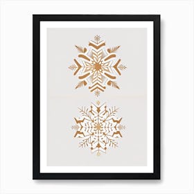 Delicate, Snowflakes, Retro Minimal 1 Art Print