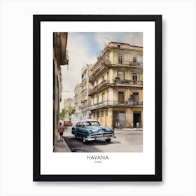 Havana 3 Watercolour Travel Poster Art Print