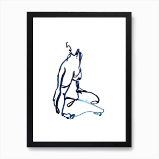 Blue Woman 5 Line Art Print