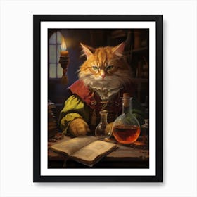 Alchemist Cat With Potions 4 Art Print