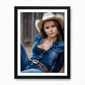 Cowgirl In Cowboy Hat 4 Art Print
