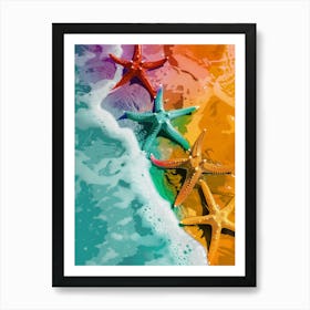 Starfishes On The Beach Art Print