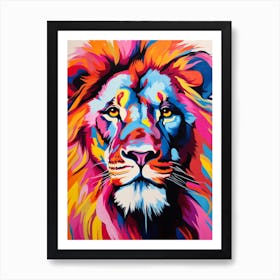 Lion Portrait Pop Art Pink 2 Art Print