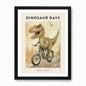 Dinosaur Riding A Bike Poster 2 Art Print