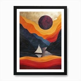 Sailboat At Sunset Art Print