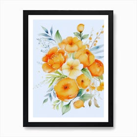 Watercolor Of Beautiful Flowers Art Print