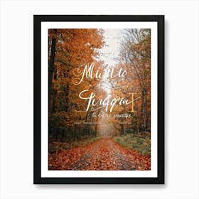 Autumn Greeting Crafted In Hand Drawn Style Rustic Typography Dancing Across The Visual Space Musi (3) Art Print