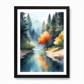 Watercolor Of A River 4 Art Print