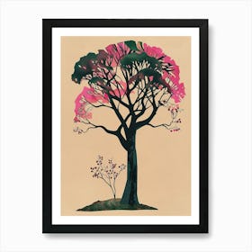 Ebony Tree Colourful Illustration 4 Art Print