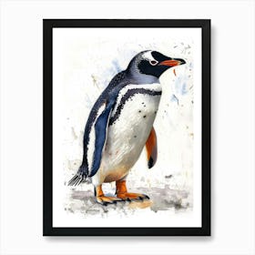 Humboldt Penguin King George Island Watercolour Painting 1 Art Print