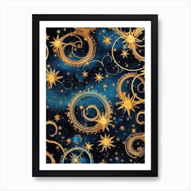 Blue And Gold Celestial 3 Art Print