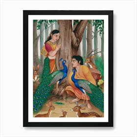 lovers in forest Art Print