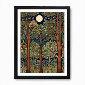 Forest At Night William Morris Art Print