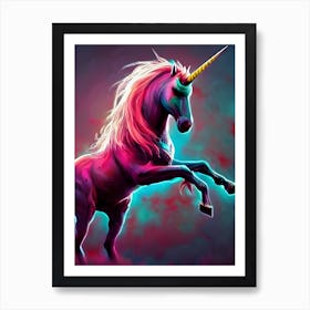 Dark Rainbow Gothic Unicorn Ai Created Digital Art Art Print
