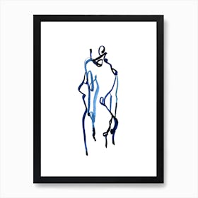 Femme Bleue Affiche Minimaliste pour Salon