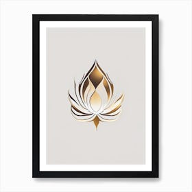 Lotus Flower, Buddhist Symbol Retro Minimal 7 Art Print