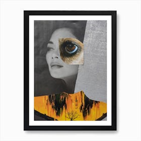 Living Room Wall Art, Eye of the Tiger Collage Art Print