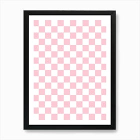 Check Pattern Baby Pink And White Art Print