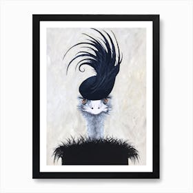 Ostrich With Feather Hat Art Print