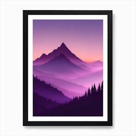 Misty Mountains Vertical Composition In Purple Tone 46 Art Print