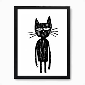 Ink Cat Line Drawing 1 Art Print