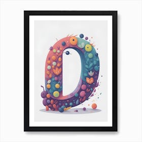 Colorful Letter D Illustration 81 Art Print