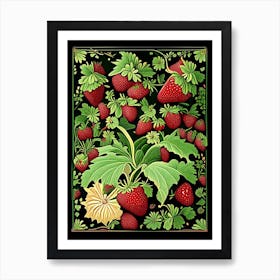 Strawberry Farm, Plant, Vintage Botanical 1 Art Print