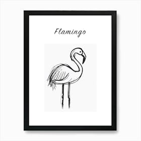 B&W Flamingo Poster Art Print