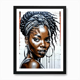 Graffiti Mural Of Beautiful Black Woman 322 Art Print