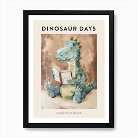 Dinosaur Reading A Book Poster 1 Art Print