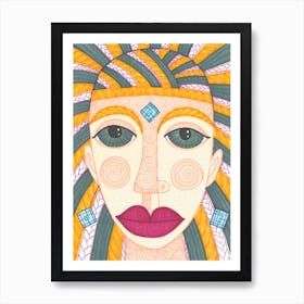 Grey Eyes Vinous Lips Art Print