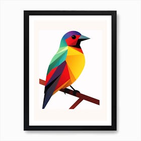 Colourful Geometric Bird Cowbird 1 Art Print