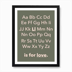 Abc Alphabet Love Children's Sage Art Print