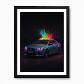 Car With A Rainbow On It Art Print