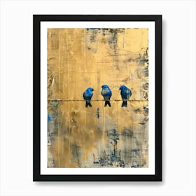 Blue Birds On A Wire 4 Art Print