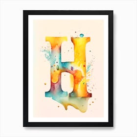 H  Letter, Alphabet Storybook Watercolour 1 Art Print