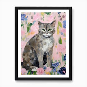 A Scottish Fold Blue Cat Painting, Impressionist Painting 5 Art Print