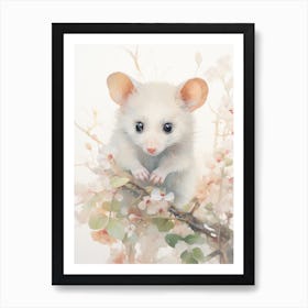 Light Watercolor Painting Of A Baby Possum 7 Art Print