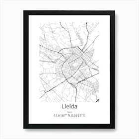 Lleida,Spain Minimalist Map Art Print